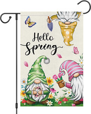 Hello Spring Garden Flag Spring Summer Gnomes Garden Flag 12X18 Double Sided Ver
