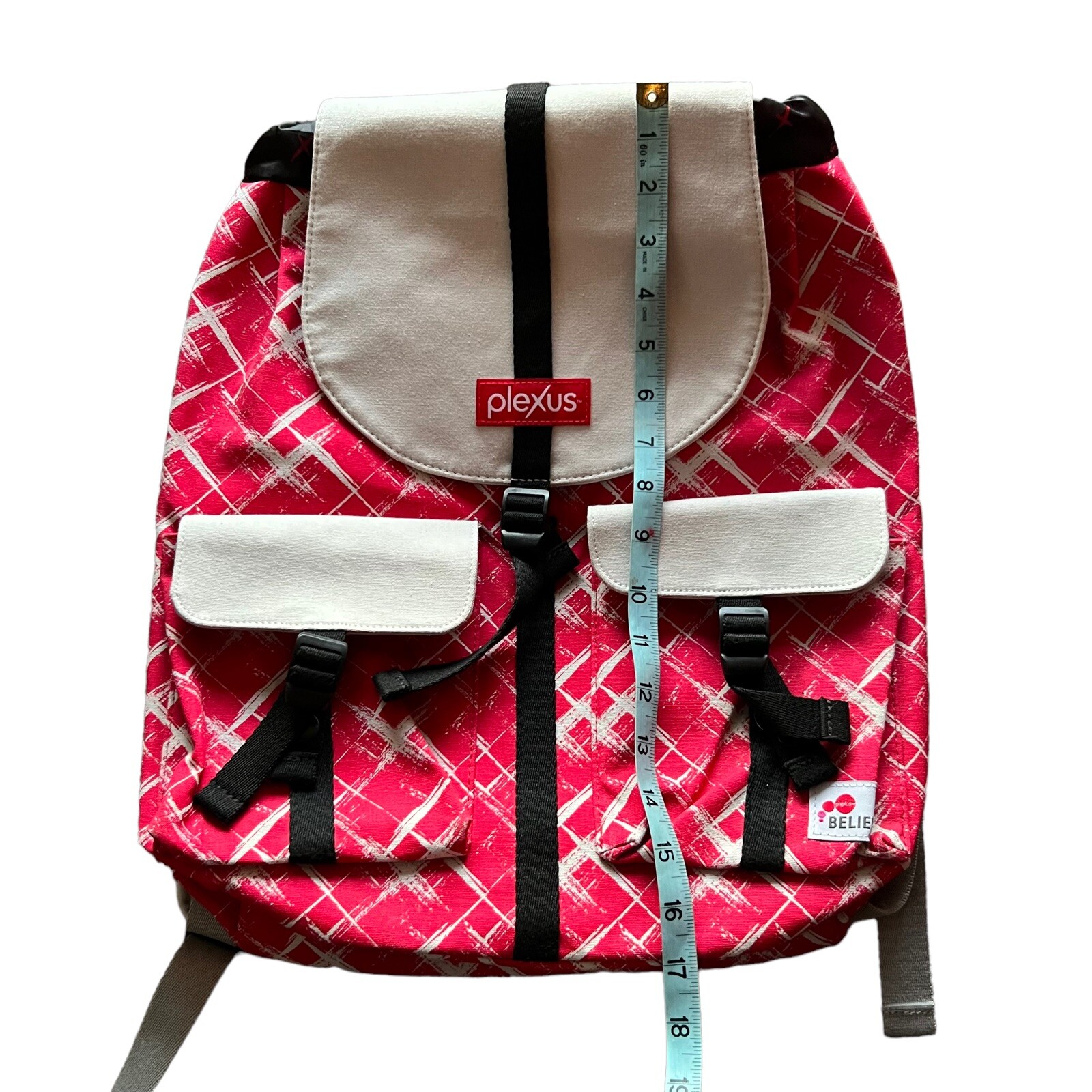 Plexus Backpack Pink Believe Canvas Drawstring Ma… - image 2