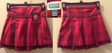 The Childrens Place red plaid skirt with sequin rose and lace trim Girls 6X 7