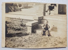 Vintage Photograph Of Baby On The Steps