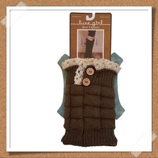 Luxe Girl Boot Toppers Women's 9-11 Brown Knit  Lace Brown Boot NWT