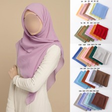 Women's Chiffon Square Scarf Hijab Solid Colors Headscarf Shawls Turban Hijabs