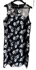 Karl Lagerfeld Paris Black White Floral Shift Embroidered Lace Dress Sz. 12 New