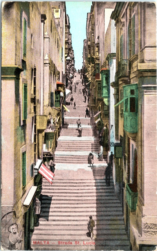 STRADA ST LUCIA MALTA COLOUR POSTCARD