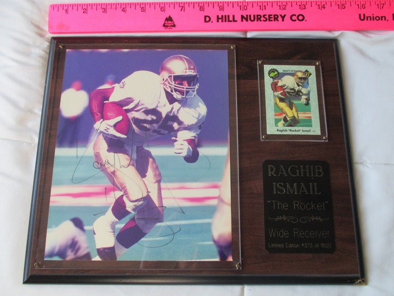 Raghib Ismail Rocket Signed Football Plaque 15"x12"  373/1500 w/COA