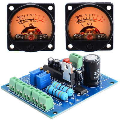 2pcs Analog VU Meter Panel Kit Backlit Decibel//Level Tester with VU Driver Board