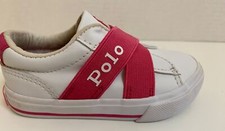 Polo Ralph Lauren Sneakers Toddler 6 Pink/White Easten II EZ Slip-On Shoes