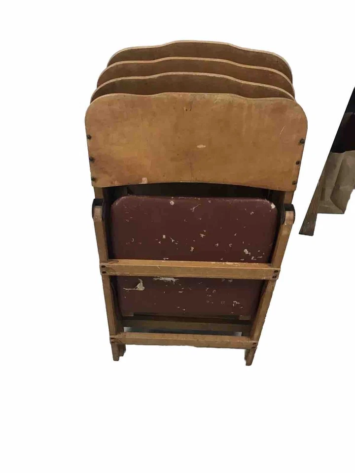 4 sillas plegables antiguas de madera de mediados de siglo usadas fuertes estables buen estado Foto 2 de 4