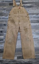 Vintage Distressed Dickies Duck Bib Overalls Dungarees Brown Men's 40x30 Canvas