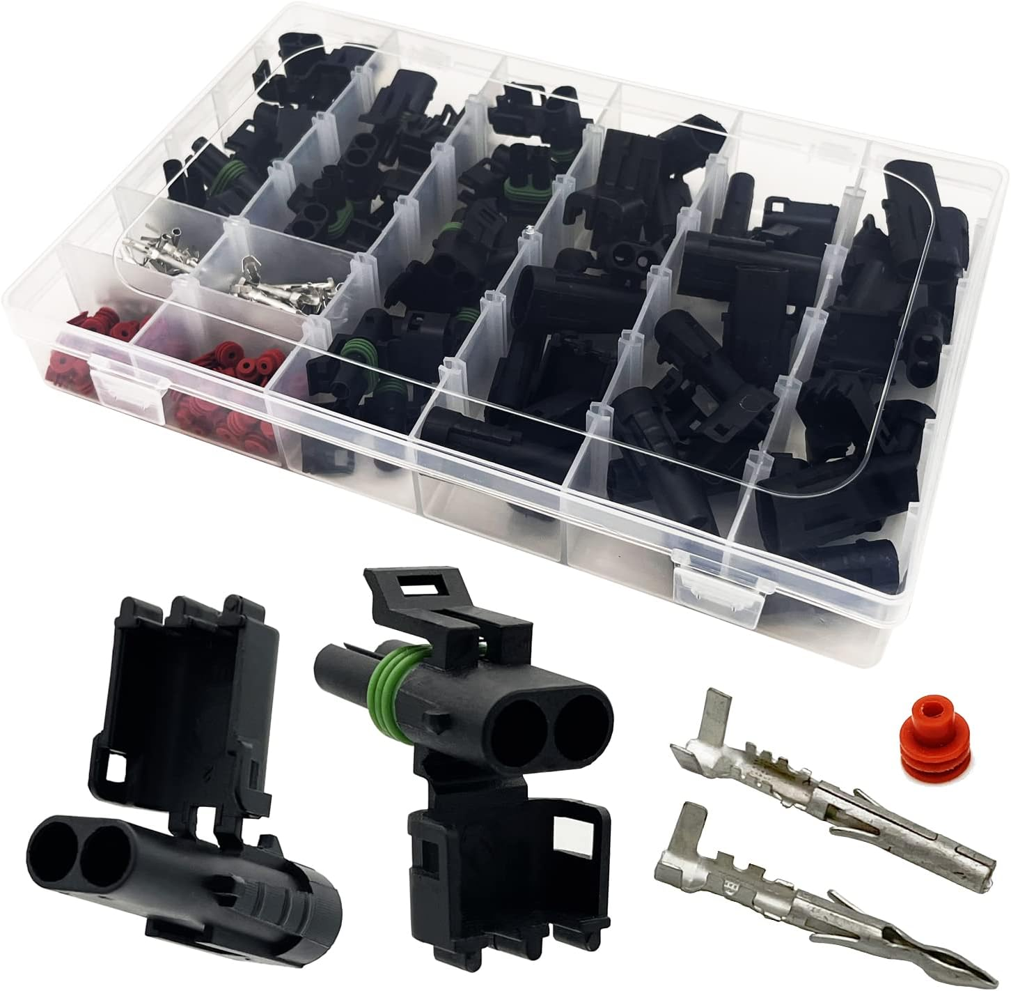 20 Kits 2 Pin Connector Weather Pack Connectors Kit Waterproof Automotive Electr