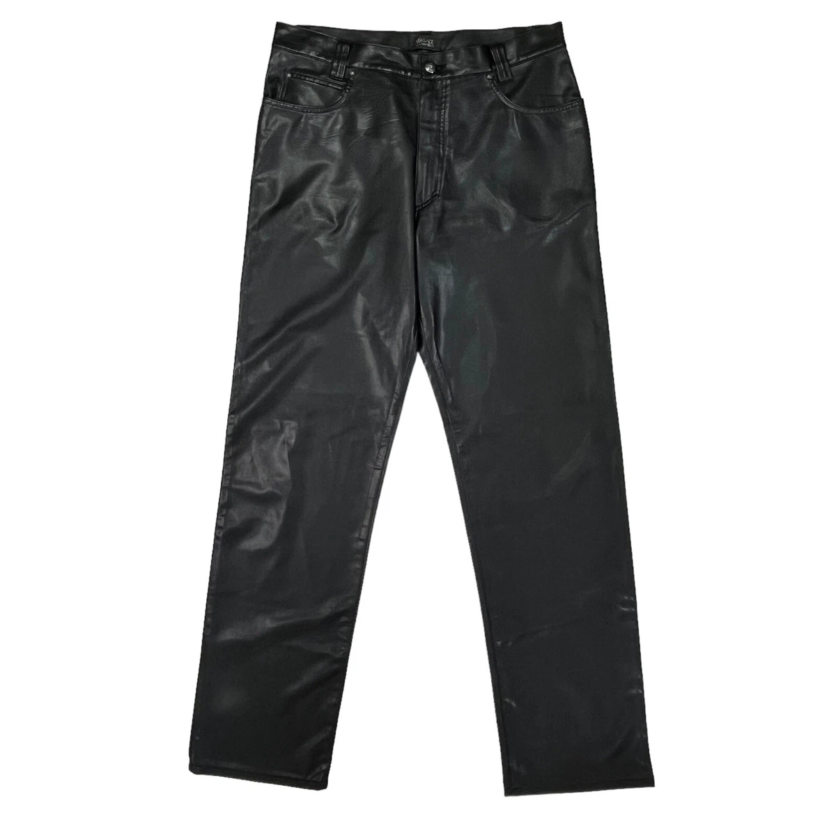 Versace leather hotsell trousers
