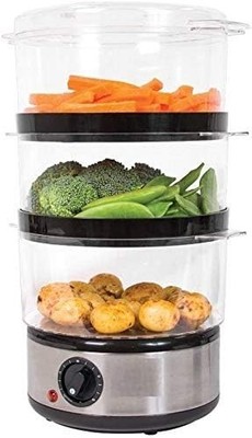 Dampfgarer mit 3 Ebenen / 6 Liter / kompaktes Design / 3 separate Fächer & Reisbogen