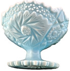 Vintage FENTON Blue Satin Custard Compote Pedestal Bowl HOBSTAR Pinwheel Vase 5" — photo 8