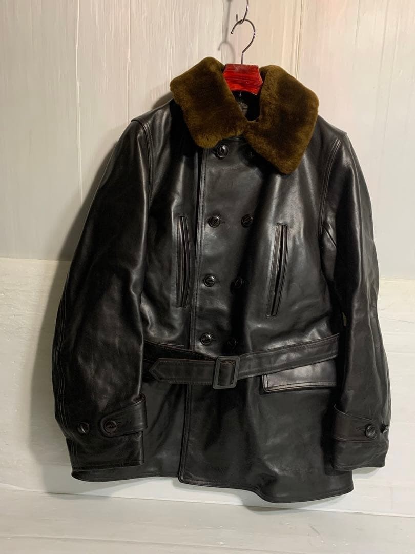 Buzz Ricksons Horse Leather Shearling Collar Avia… - image 2