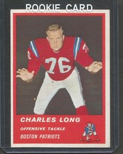 1963 FLEER FOOTBALL CARD (NM) # 6 CHARLES LONG R/C (SP)- BOSTON PATRIOTS