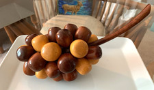 Vintage Wooden Grape Cluster Fruit Sculpture ...