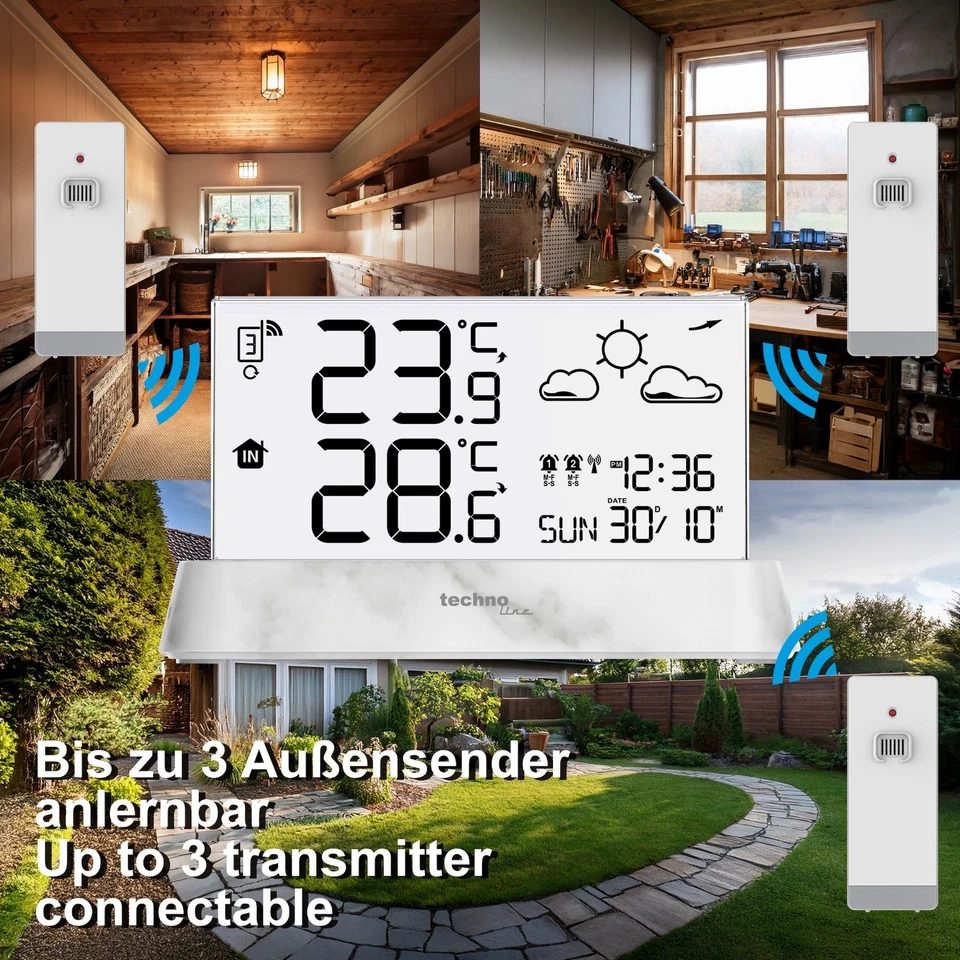 Technoline WS 6782 Wireless Weather Station | Marble Effect Station Base - Image 4 of 4