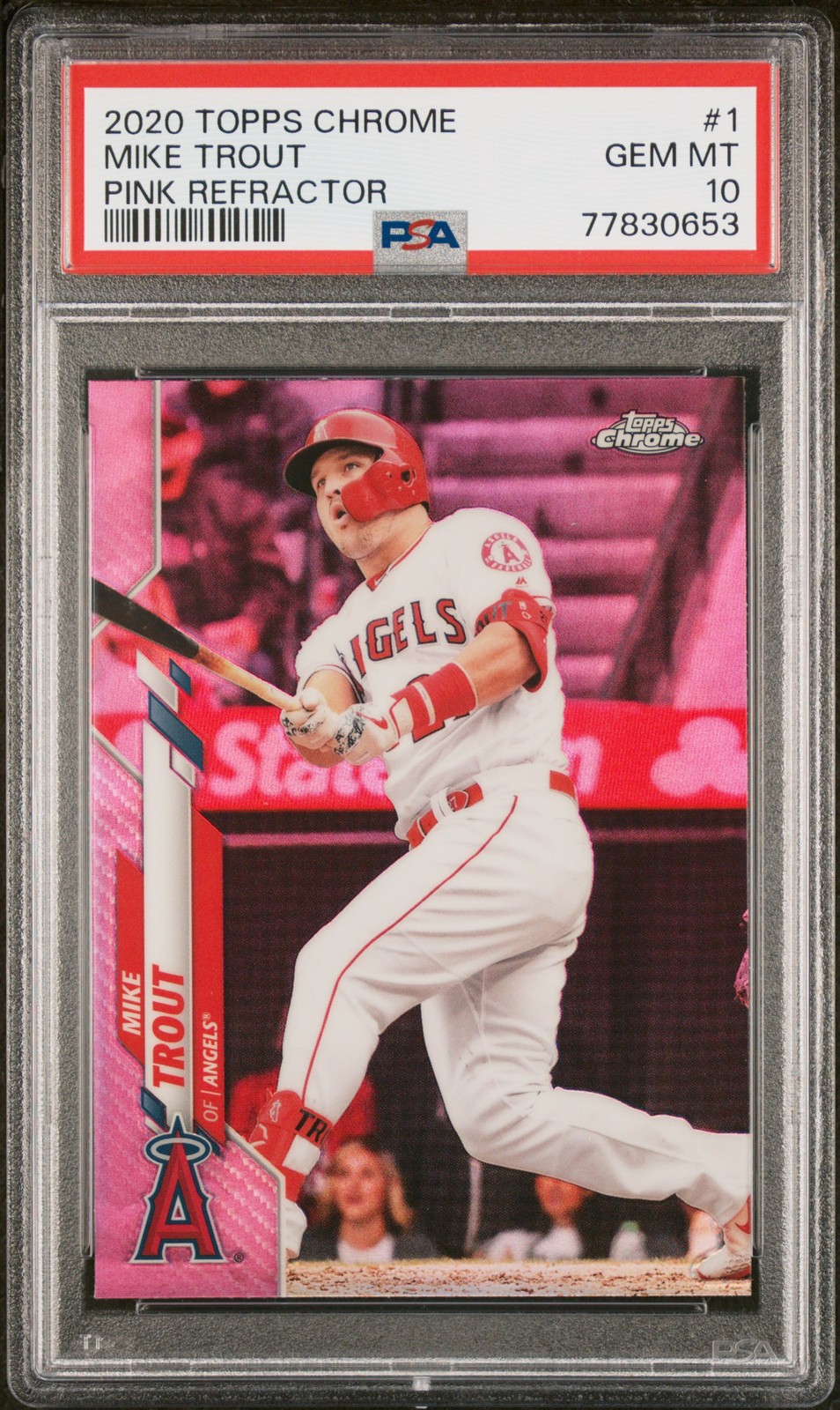 2020 TOPPS CHROME #1 MIKE TROUT PINK REFRACTOR PSA 10