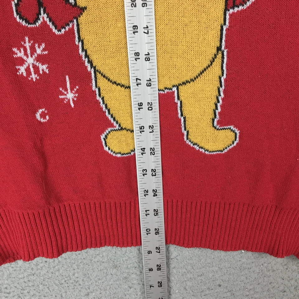 Disney Winnie the Pooh Sweater Womens XL Red Christmas Holiday Striped Pullover - Image 3 of 4