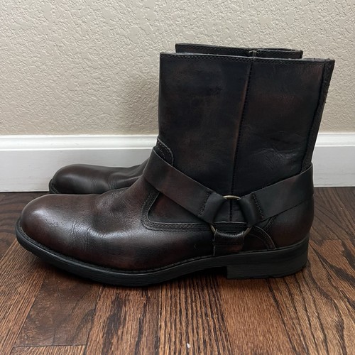 Chaps Bower Red Brown Men Leather Boots Shoes Size 10.5 M Side Zip 9622709 $120 - Picture 8 of 23