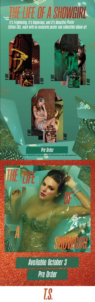 Taylor Swift Life of Showgirl double Poster 3 CD set UK ONLY & 2 promo magnets - Image 3 of 4