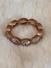 Rose Gold Plated Sterling Silver CZ Cubic Zirconia Stackable Band Ring Size 5