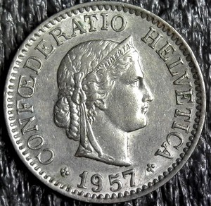 1957 Swiss 10 Rappen Foreign World Coin KM#27 (z1259)
