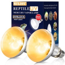 2 Pack 100W Reptile Heat Lamp Bulb Full Spectrum UVA UVB Sun Light for Reptil...