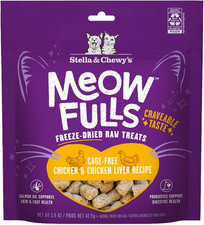 Meowfulls Freeze Dried Cat Treats Chicken  Chicken Liver Recipe, 1.5 Oz Bag