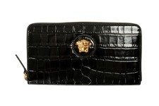 Versace Womens 100% Leather Croc Print Gold M...