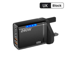 240W Quick Charger UK Plug Fast Wall Charger Power Adapter 5 Port USBC PD Type C