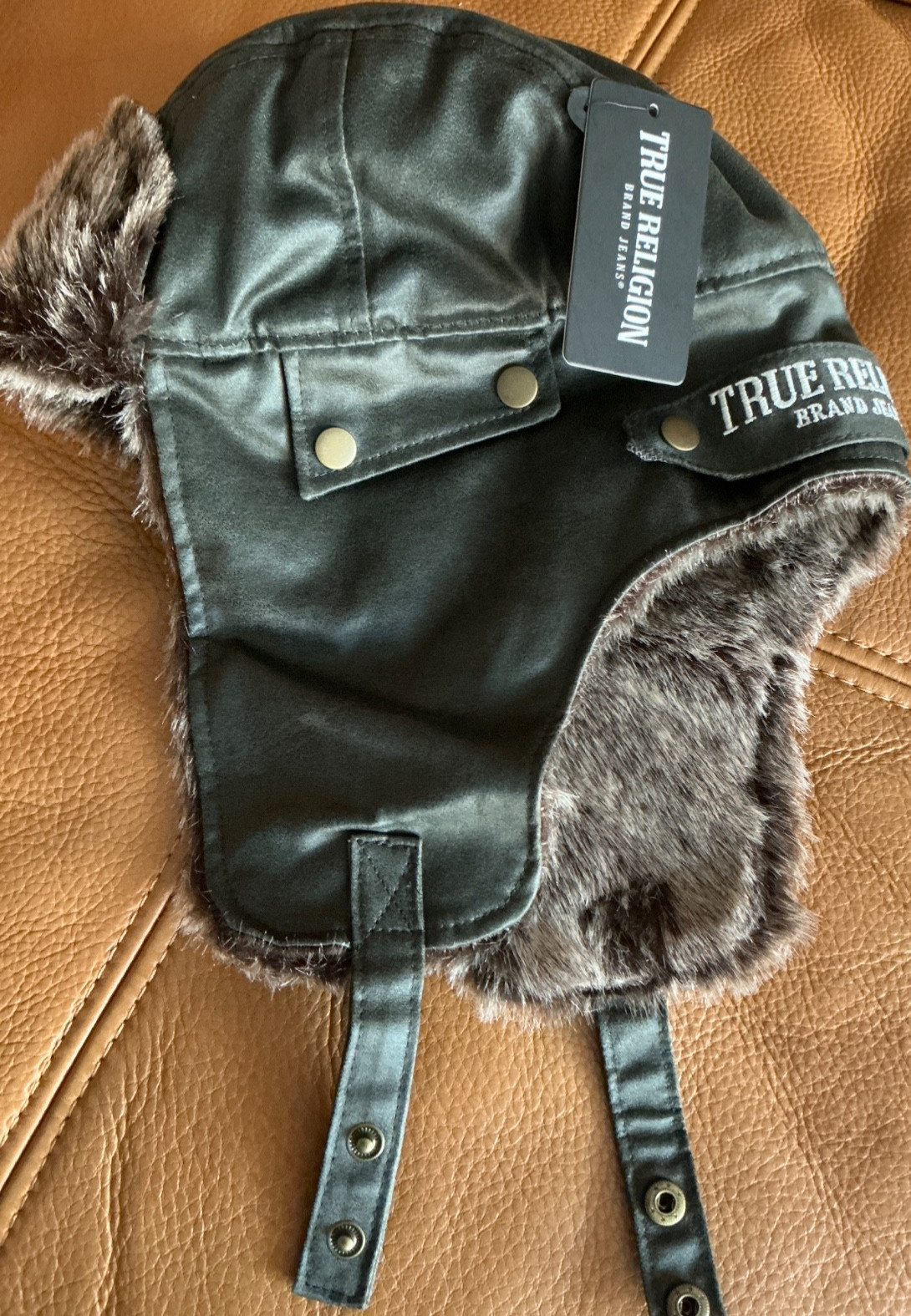 TRUE RELIGION BRAND JEANS Trapper HAT FAUX FUR One size NWT