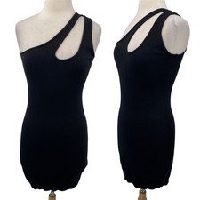 Showpo One Shoulder Cut Out Bodycon Knit Mini Dress Black NEW US Womens 8