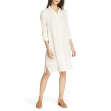 Eileen Fisher Organic Cotton Gauze Shirt Dress Minimalist Capsule Size PM NWT