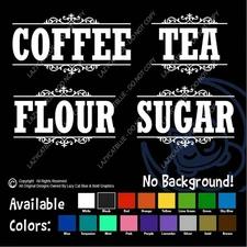Canister Label Set Decal Stickers Kitchen Home Pantry Flour Sugar Tea Jar Decor