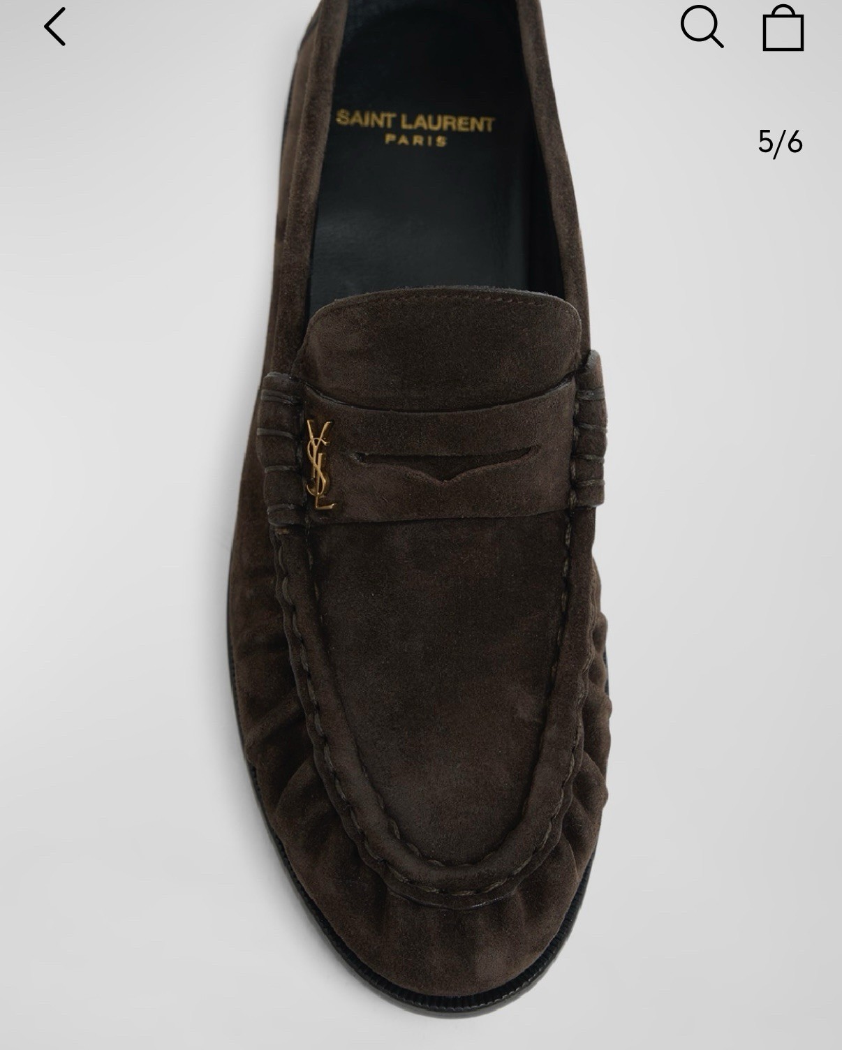 Saint Laurent Le mocassino penny pantofole in pelle scamosciata marrone taglia 39 US 9