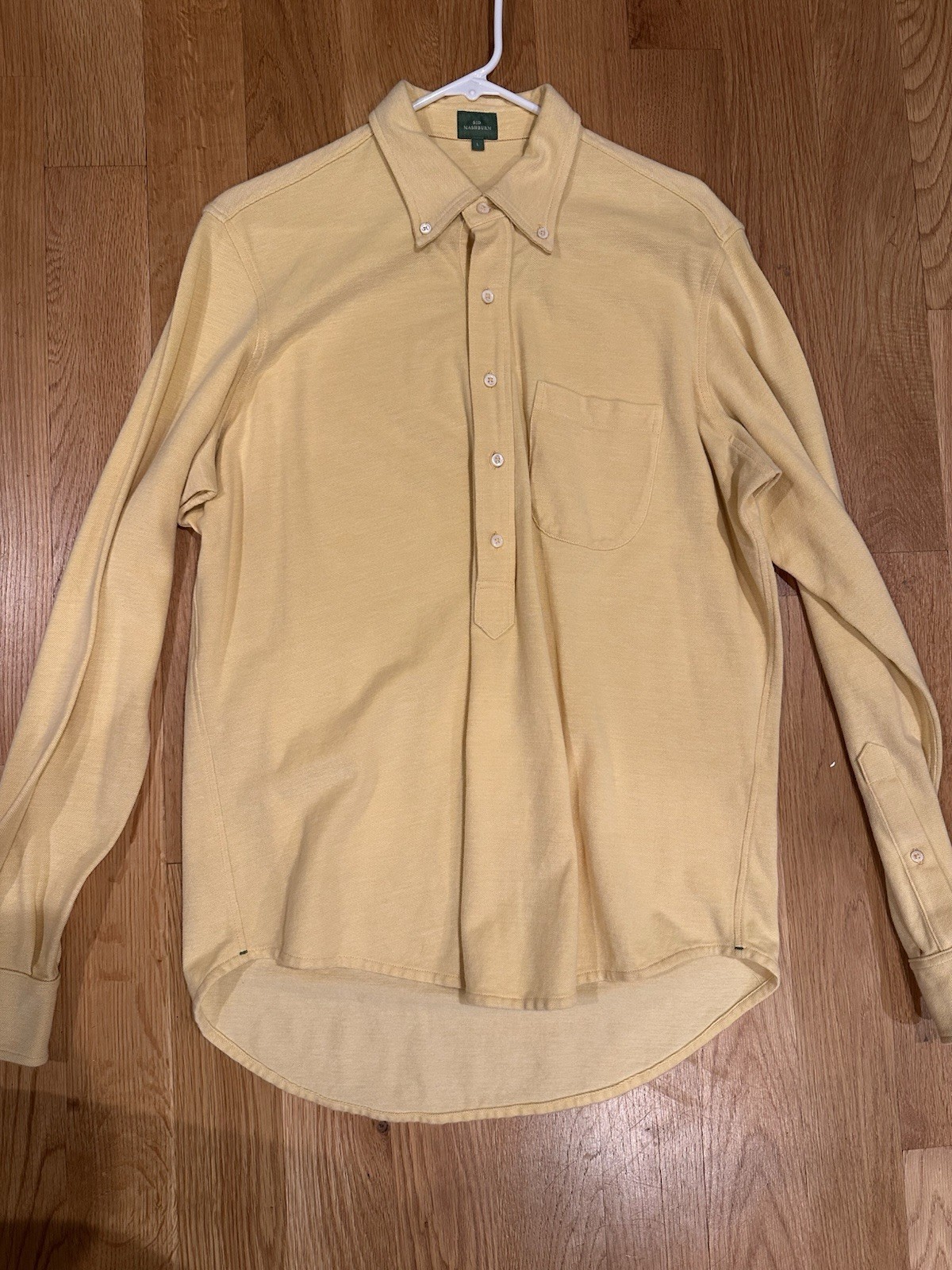 SID MASHBURN Large Knit Button-Down Popover Yello… - image 2
