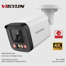 VIKYLIN 4K 8MP Dual Light POE IP Camera Two way Audio Outdoor IR Warm Light LED