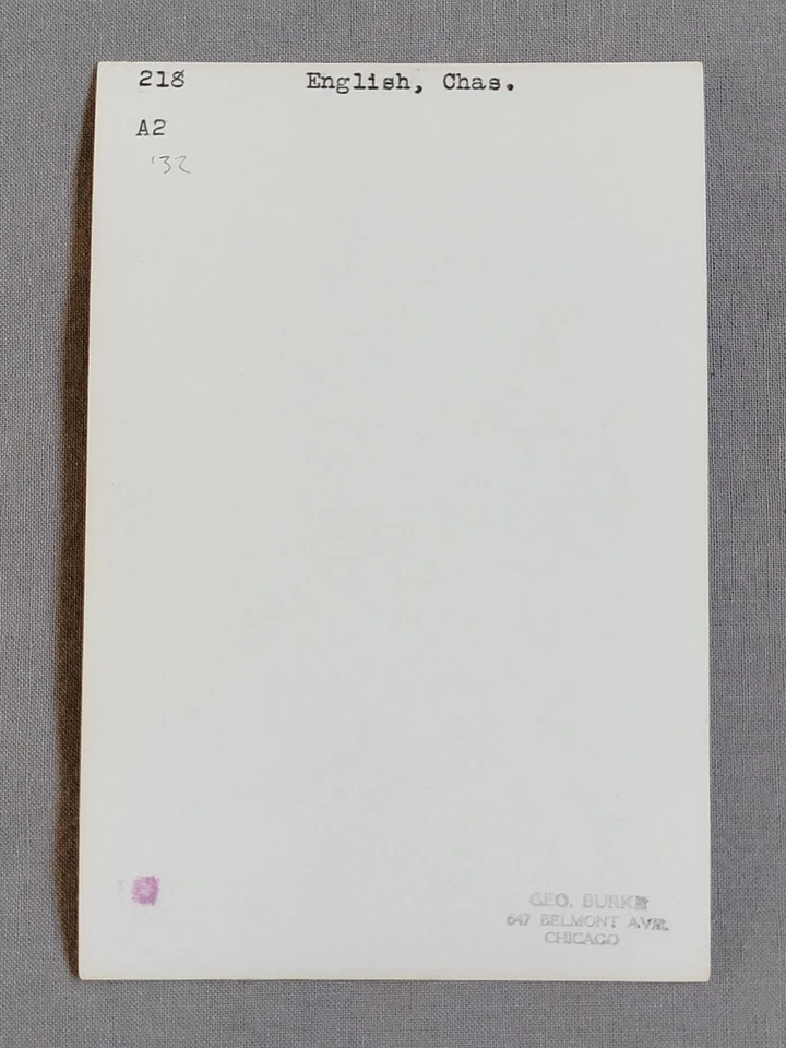 Type 1 Photo: Charlie English Chicago White Sox Baseball Player - George Burke - Image 3 of 4