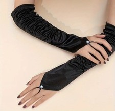 elegante langer Handschuh ohne Fingerspitzen ... schwarz