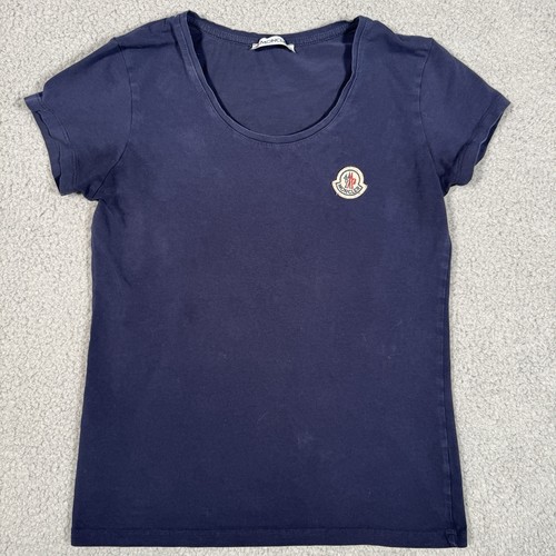 MONCLER T Shirt Blue with Logo Women's Medium - Picture 1 of 5