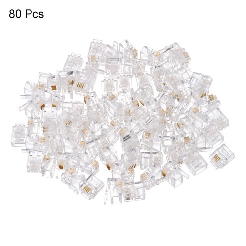 Telephone Modular Plug Male RJ11 Connectors, Copper Core 6P4C 80pcs - Afbeelding 2 van 5