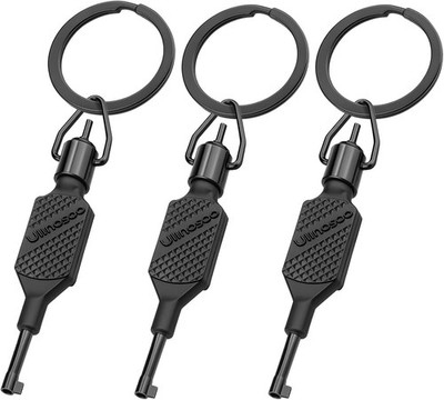 Flat Knurled Swivel Handcuff Key, 3 Pcs Cuff Key for Standard 3 Pack, Black