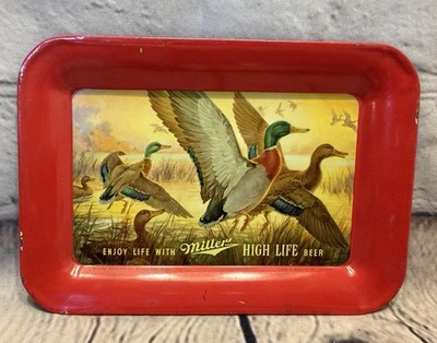 Vintage Miller High Life Beer Tip Tray Mallard Ducks 