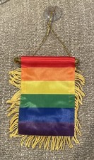 Gay Pride Rainbow 4 X 6 MINI BANNER FLAG CAR WINDOW MIRROR HANGING W Suction