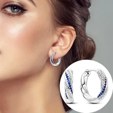 Aritos Argollas De Plata Esterlina Para Regalos Damas Aretes Pendiente Azul