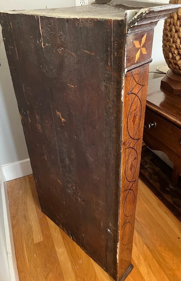Antique Oak Inlay Hanging Corner Cupboard - Image 3 of 4