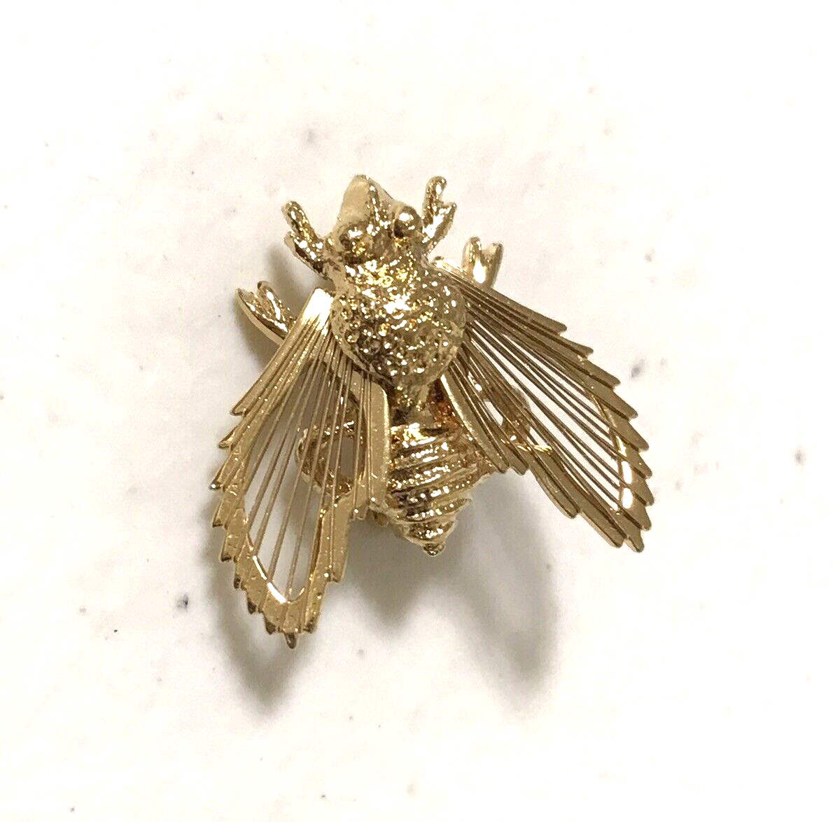 Vintage Monet Signed Gold Tone Open Wings Bumble Bee Insect Brooch