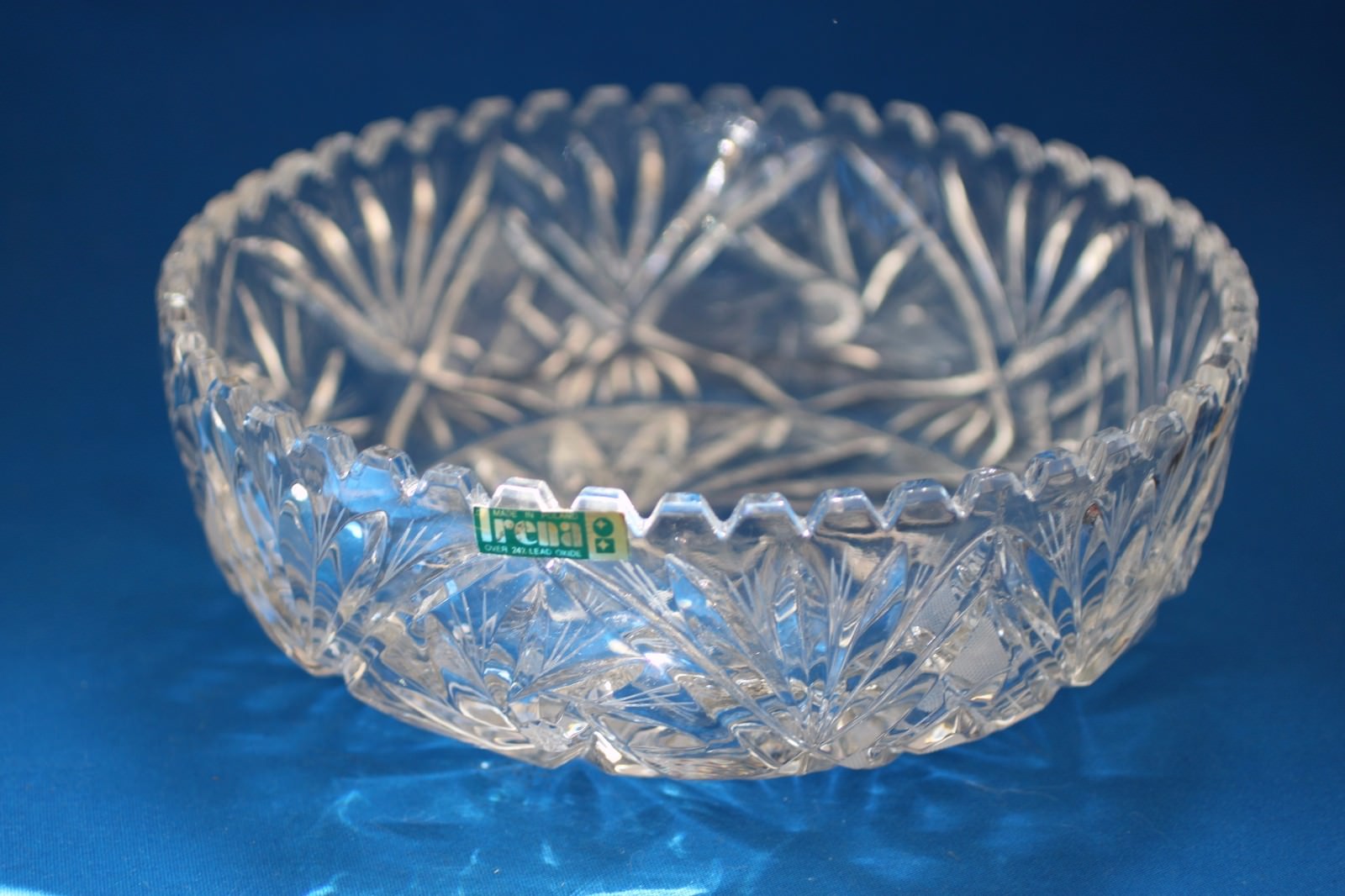 Irena cut crystal bowl with pinwheel and fan pattern, new in box