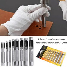 9pcs Hollow Punch Set Cuts Holes in Leather Plastic Rubber Gasket Vinyl Paper